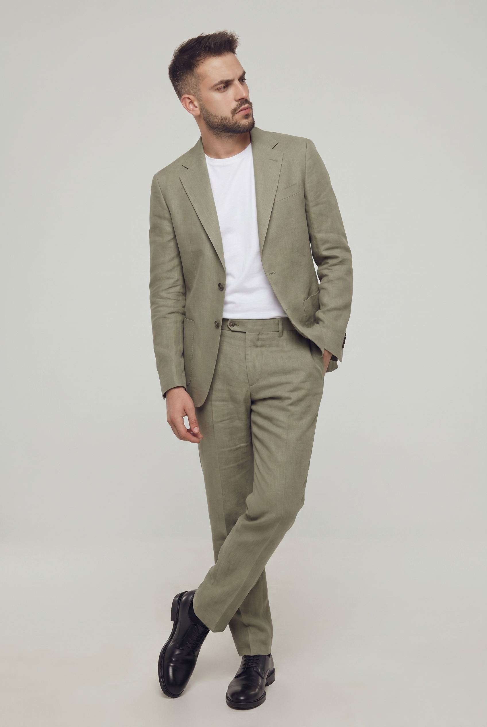 LINEN SUIT OLIVE