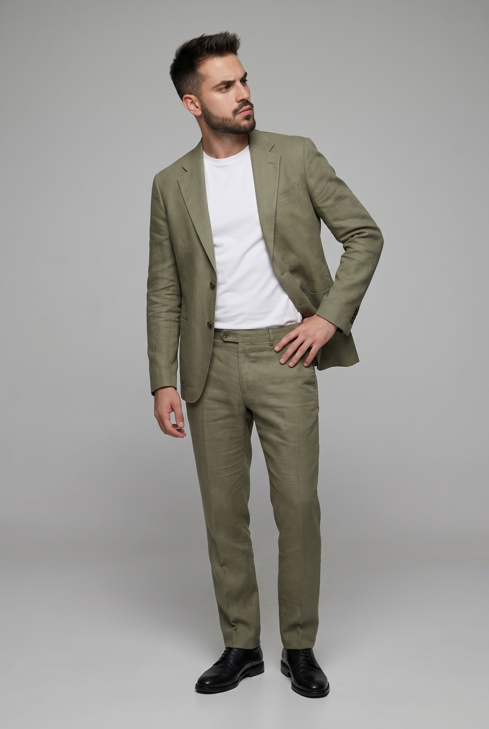 LINEN SUIT OLIVE