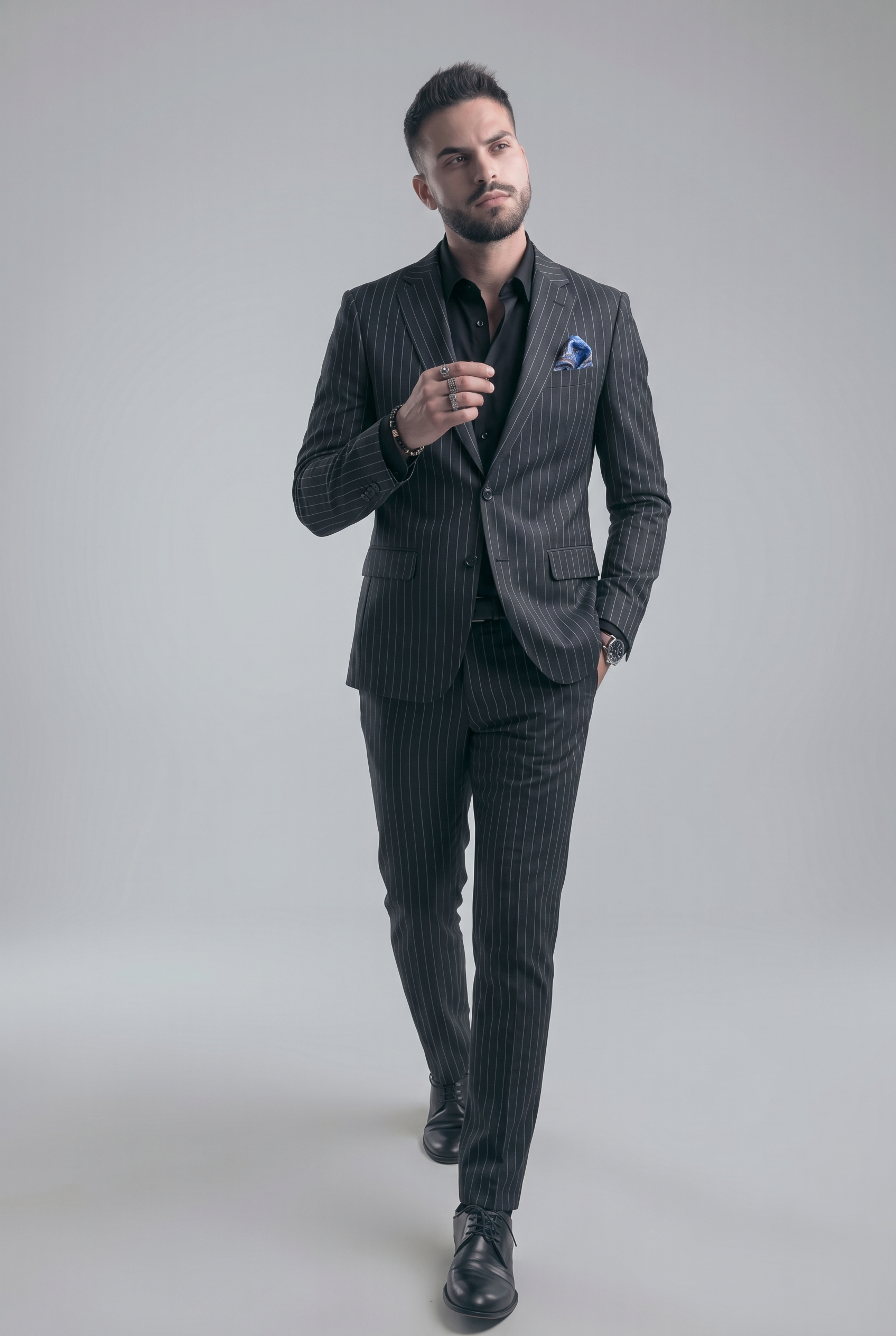BLACK PINSTRIPE SUIT