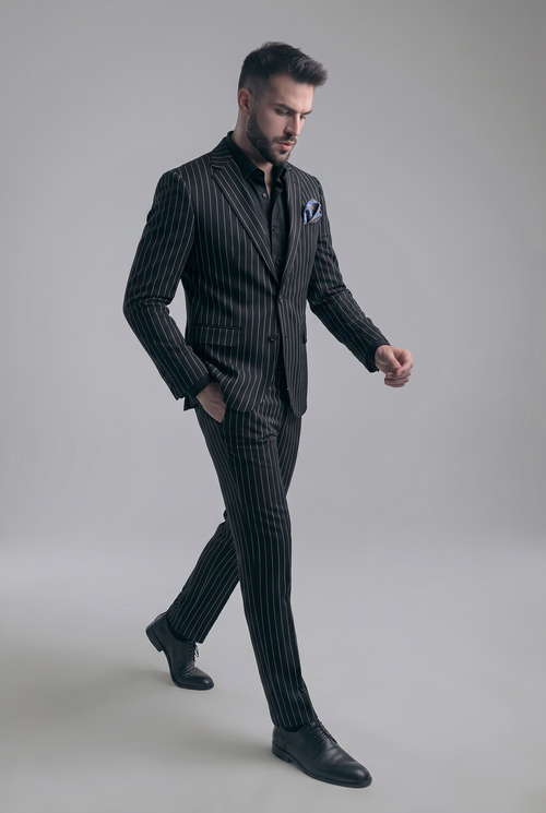 BLACK PINSTRIPE SUIT